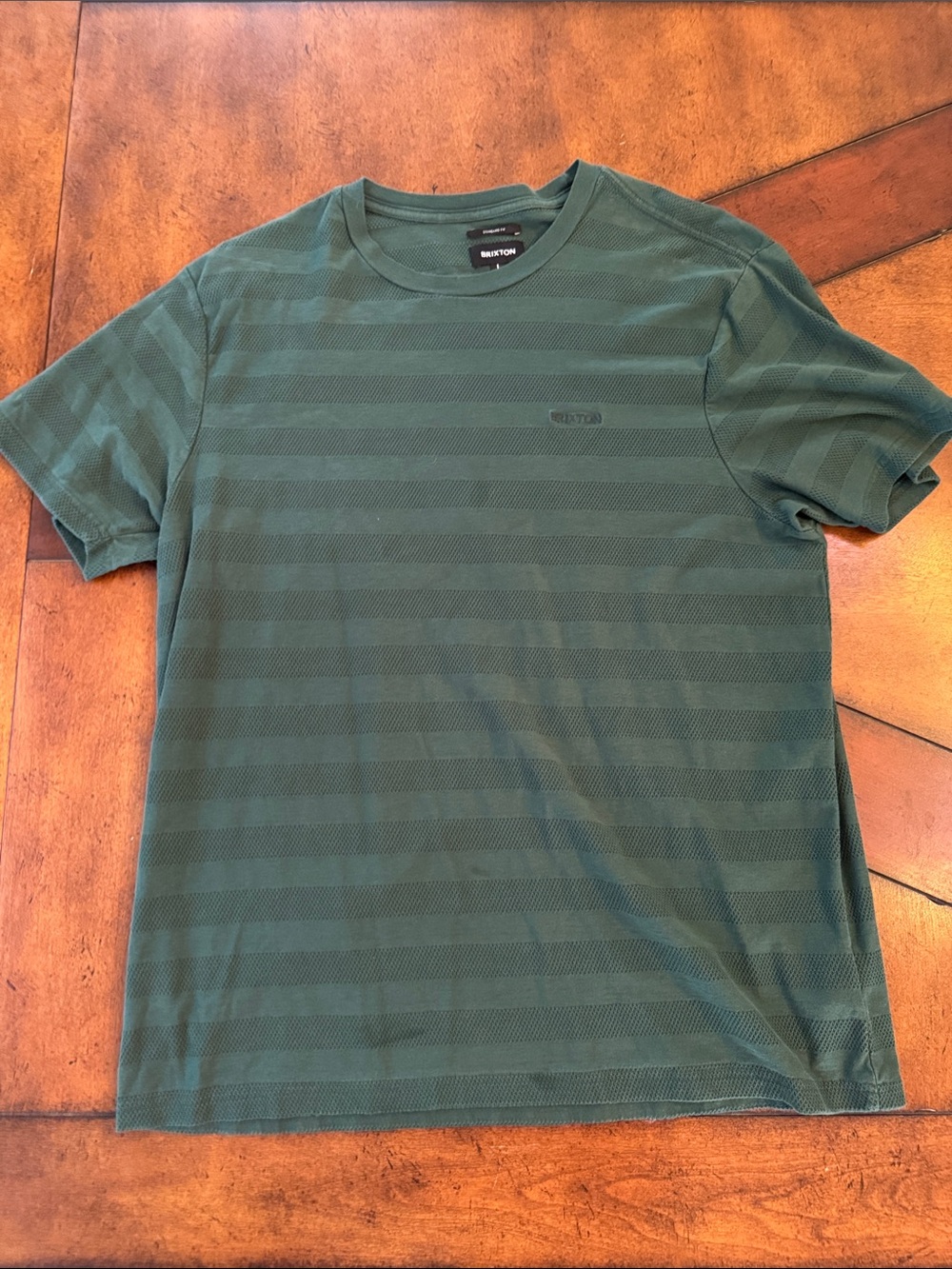 Brixton Dark Green Subtle Stripe Short Sleeve Tee